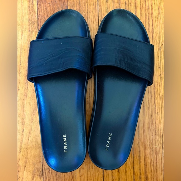 Frame Denim Shoes - FRAME - Le Osborne Leather Slides Sandals